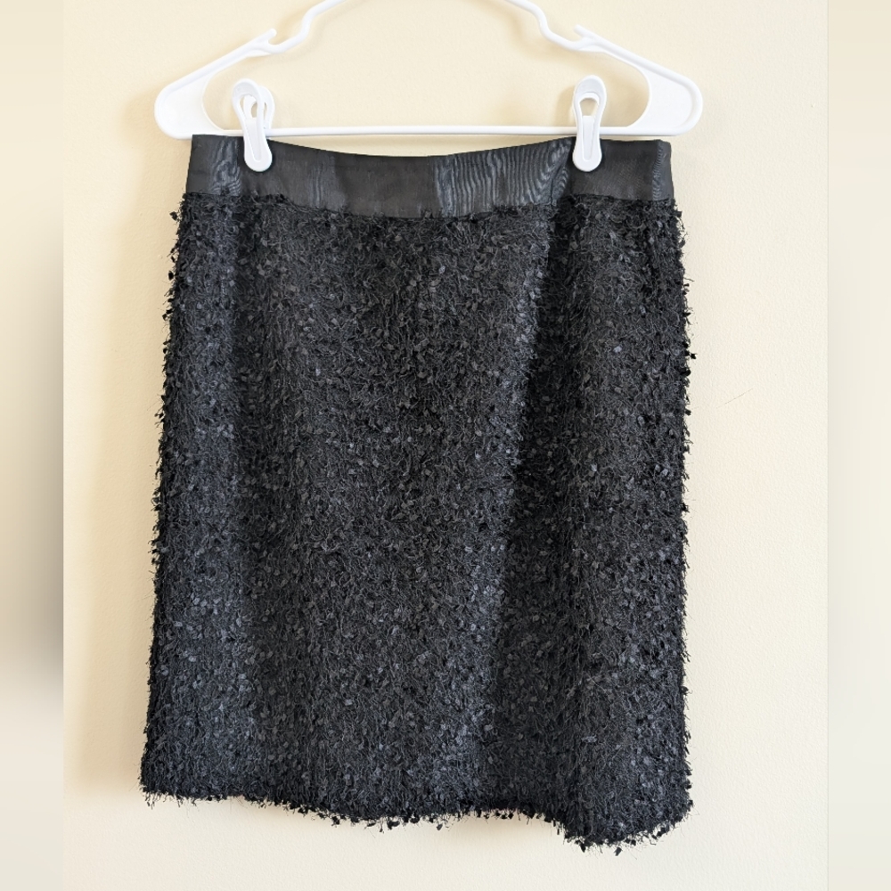 J McLaughlin Felix Snowflake Skirt Black Textured Pencil  Size 6